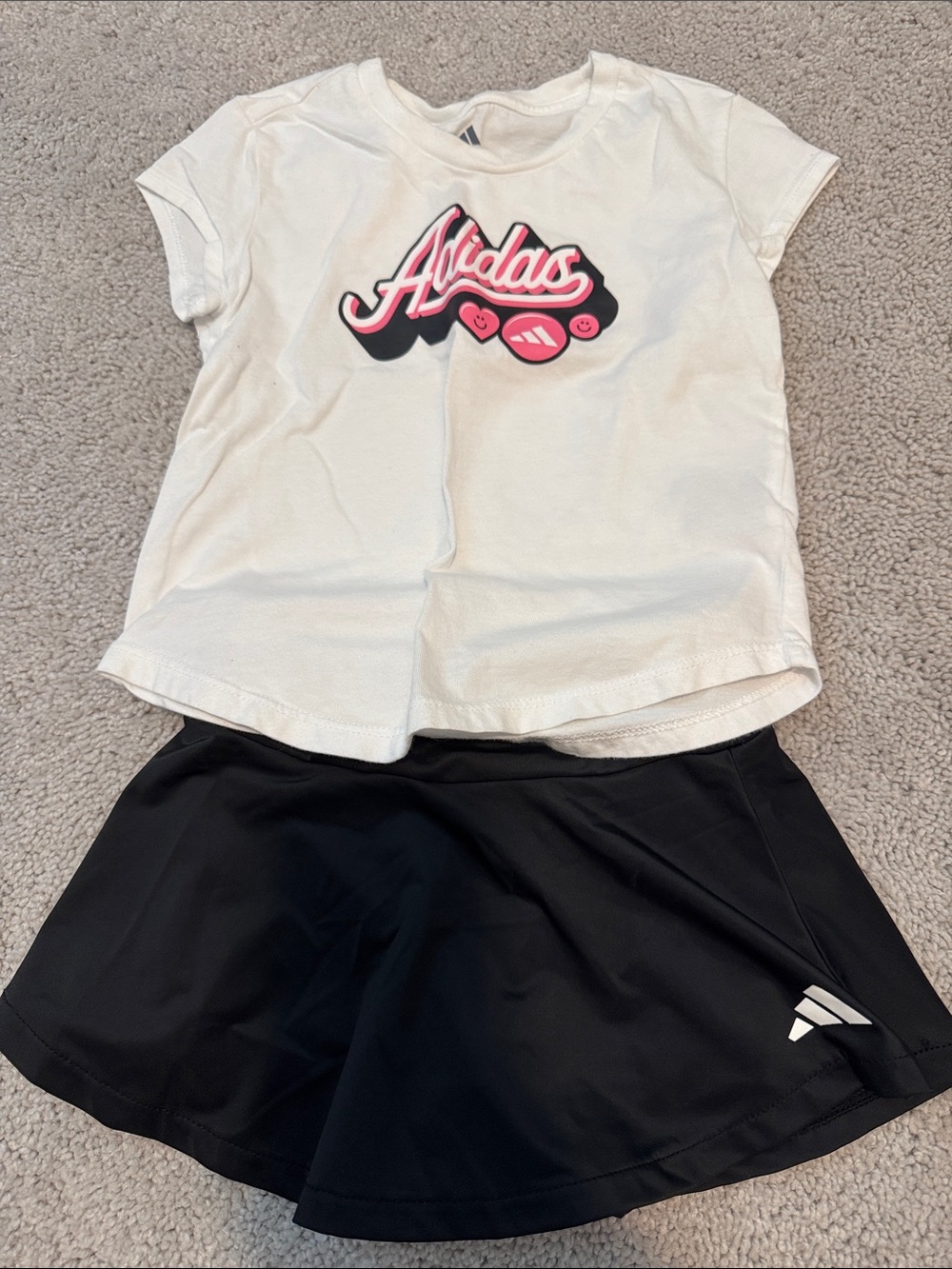 adidas White Tee with Pink Logo Graphic